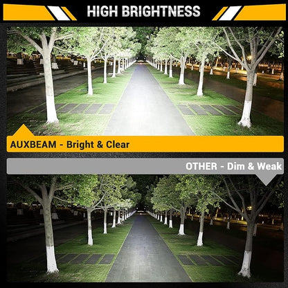 Auxbeam 7 Inch LED Light Bar, 300W 6 Modes Amber White Offroad Lighting, LED Driving Spot Work Light Pod with Wiring Harness for Trucks Car Pickup ATV Jeep Boat Golf Cart(Pack of 2)