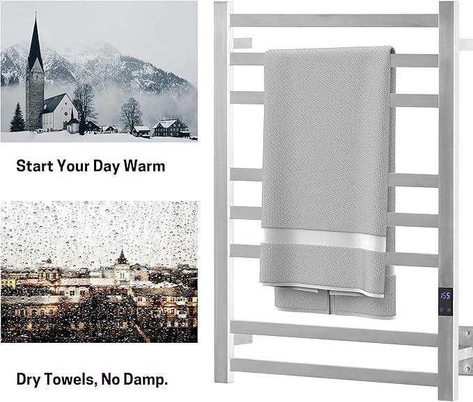 8-Bar Heated Towel Rack – Quick Heating Electric Towel Warmer