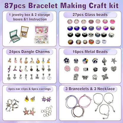 OMTOFUEN Charm Jewelry Making Kit, Create Your Own Bracelets, Necklaces, Earrings,Crafts Gifts Set for Arts and Crafts,5-12girls