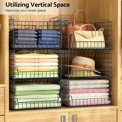 4-Tier Stackable Closet Organizers and Storage Basket