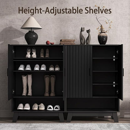 4-Tier Fluted Shoe Cabinet