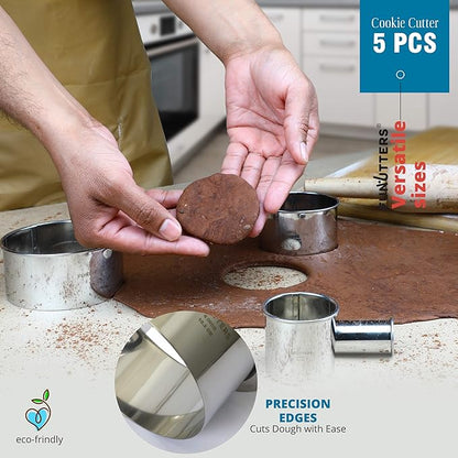 Cookie Cutter Set, Measuring 1'', Round Metal Baking Rings