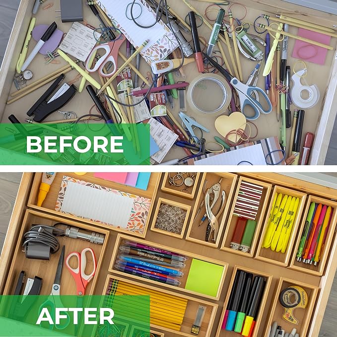 Grow Forward Bamboo Drawer Organizer Boxes