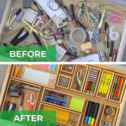 Grow Forward Bamboo Drawer Organizer Boxes