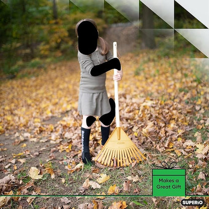 Pack of 12 Kids Rake with Hardwood Handle, Durable Plastic Head to Sweep Leaves in Lawn and Tidying Up The Garden, 34" (Yellow)