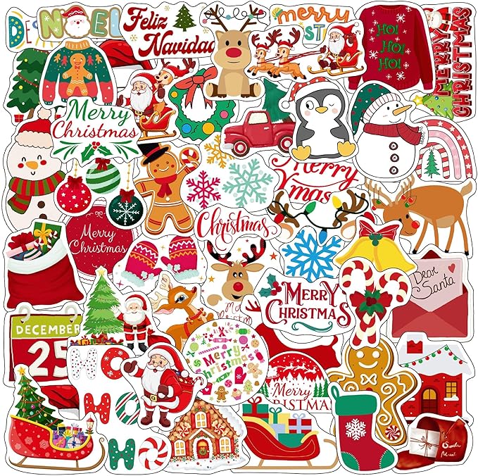 Christmas Stickers Christmas Decorations Party Supplies Party Favors Accessories Gift Idea For Boys Girls Kids Teens Adult Family Celebration Christmas Tree Santa Claus Reindeer Winter Snow Xmas Décor