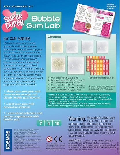 Thames & Kosmos Super Duper Bubble Gum Lab STEM Experiment & Activity Kit | Make Your Own Yummy Bubble Gum in 3 Flavors! | Learn About Science of Elastic Materials | Food Ingredients Included Small