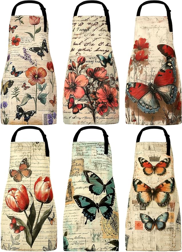 Bencailor 6 Pcs Spring Kitchen Aprons