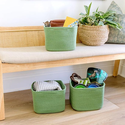NaturalCozy Storage Cubes 9”x9”x7”Cotton Rope Woven Baskets