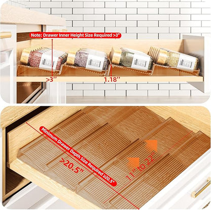 MUDEELA Clear Spice Drawer Organizer, 4 Tier- 4 Set Spice Rack