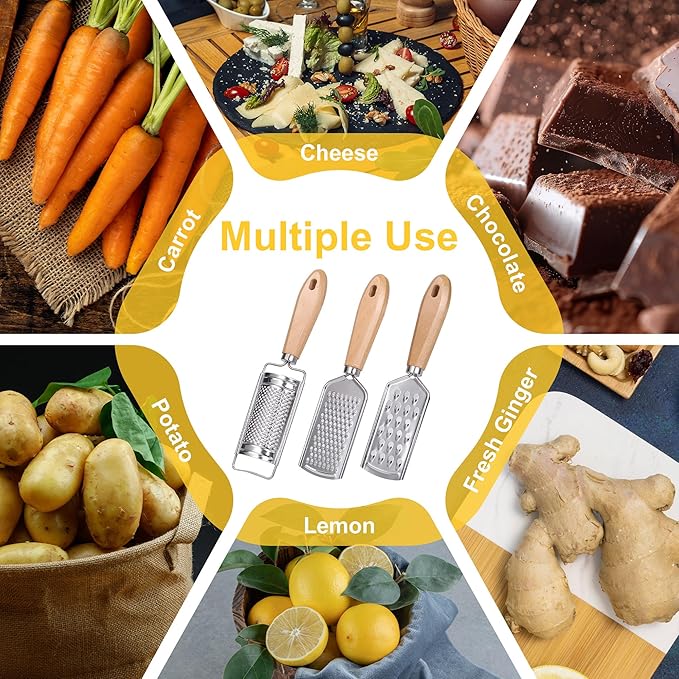 Handheld Cheese Graters with Cleaning Brush Stainless Steel Vegetable Grater