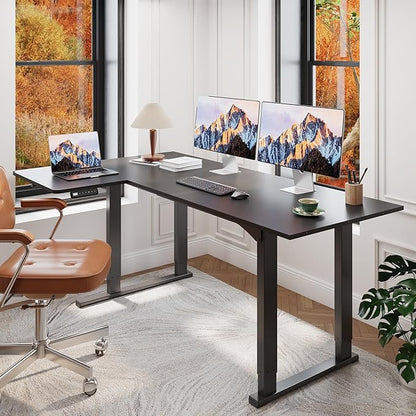 SANODESK 4-Leg L Shaped Standing Desk, Electric Height Adjustable Desk