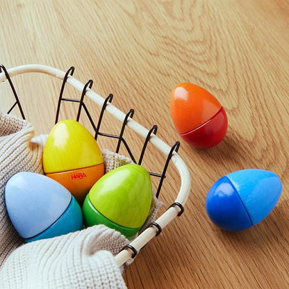 HABA Fun with Sounds Wooden Eggs - 5 Acoustic Sounds, Made in Germany, Kids Musical Instruments, Toddler Sensory Toys Montessori Toys for 2 yrs+