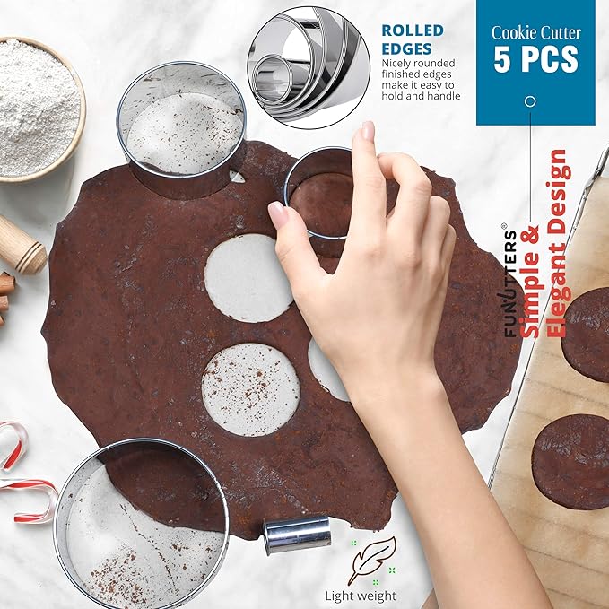 Cookie Cutter Set, Measuring 1'', Round Metal Baking Rings