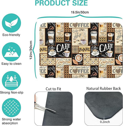 Fun Coffee Mat 19inx12in, Coffee Bar Mat