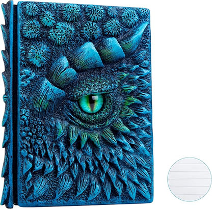 3D Dragon Eye Embossed Journal,Resin Engraving Notebook,Dnd notebook for Dragon Lovers ，Blank Paper,Hardcover Travel Notepad for Writing,Sketchbook,Collection,Gift,Decoration A4 and A5 Size (A5-Blue-Lined)