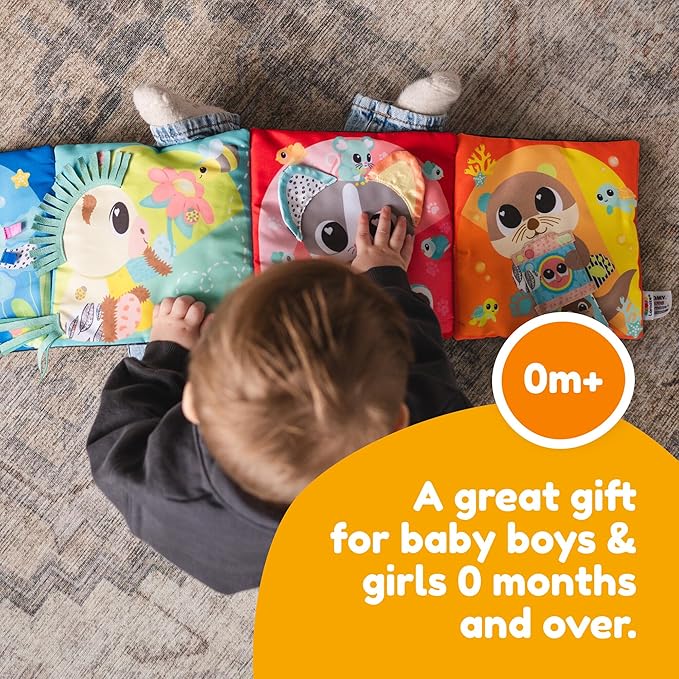 LAMAZE Tummy Time Baby Mirror Toy - Portable Folding Fabric Soft Book with High Contrast Colors for Sensory Development - Baby and Stocking Stuffers - Ages 0 Months and Up