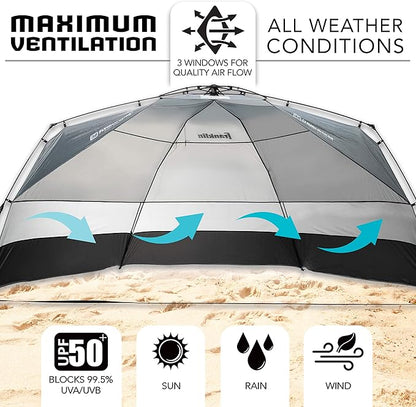 Franklin Sports Sideline Team Sunblocker Shelter - Easy Set Up - Portable and UPF 50+ Protected - Great for Beach and Sports Games - Soccer - Lacrosse - Baseball - Football - Field Hockey