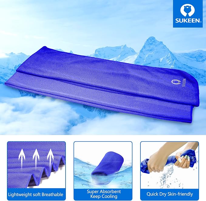 Sukeen [4 Pack Cooling Towel (40"x12"),Soft Microfiber Chilly Towel for Yoga,Sport,Running,Gym,Workout,Camping,Fitness,Workout & More Activities