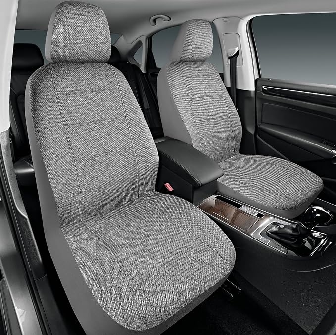 Road Comforts Full Set Car Seat Covers Front Rear Seat Cover Low Back, Flax Seat Protector, Airbag Compatible, Universal Fits for Most Cars, Truck, SUV, Vans Gray