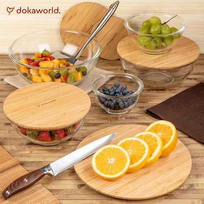 Stackable Space-Saving Set of 5 Nesting Glass Bowls