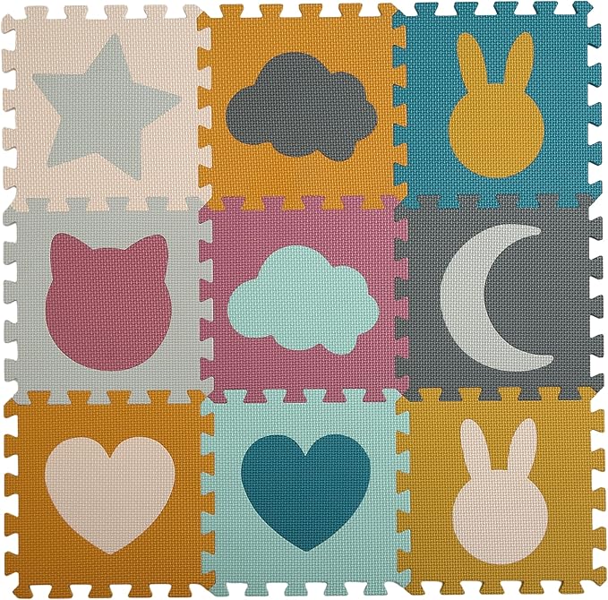 Baby Play Mats for Floor, Foam Baby Play Mat, Foam Play Mats Shapes Puzzle Mat 9 Pieces