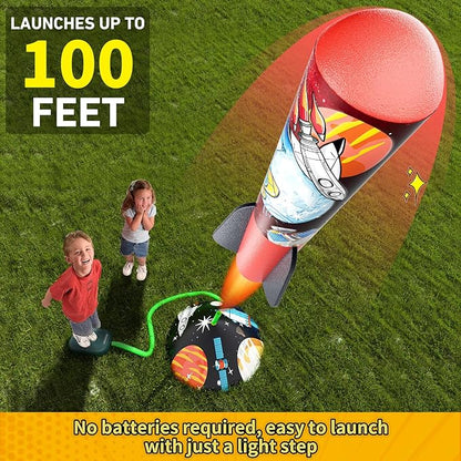 Toys Rocket Launcher for Kids - Launch up to 100 Ft, 8 Multi-Color Foam Rockets & Adjustable Launch Stand, Kids Outdoor Toys, Birthday Toys for Kids Boys Girls Age 3+ Years Old