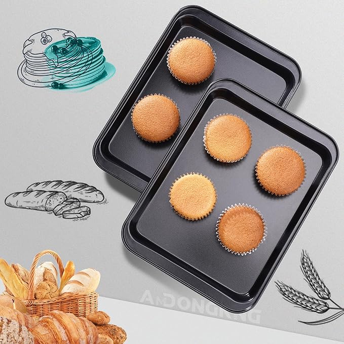 Small Cookie Sheets, Baking Pans, Nonstick Carbon Steel Baking Sheets, 9.5 X