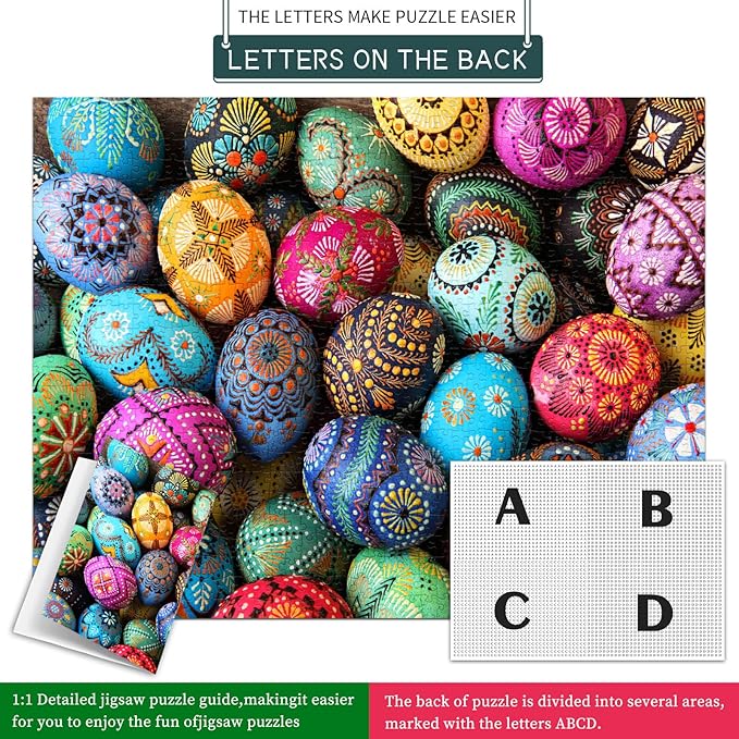 HUADADA Puzzles for Adults 1000 Piece-Easter Egg-1000 Piece Puzzles for Adults and Kids Educational Easter Egg Puzzle (27.56" x 19.67")