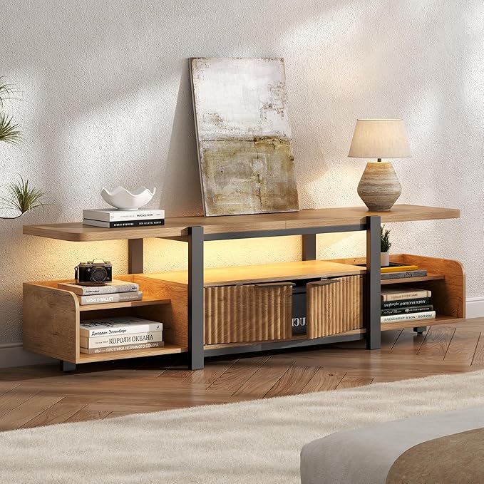 TV Stand with LED Lights and Storage cabinet