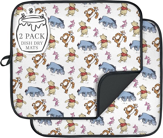 Disney Dish Drying Mats for Kitchen Counter – 16" x 18" Absorbent Kitchen