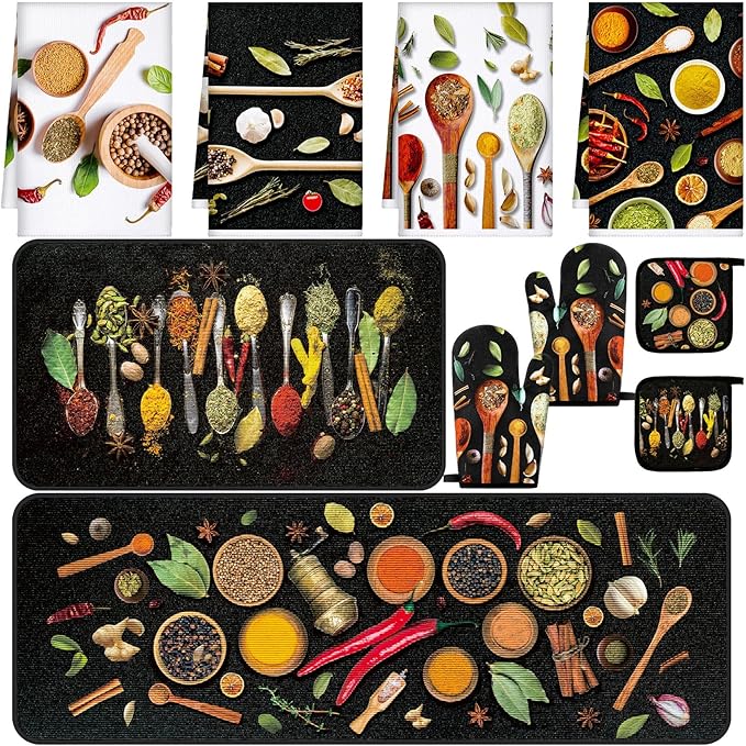 Fourluoo 10 Pcs Farmhouse Kitchen Decor and Accessories Set 4 Kitchen Towels 2