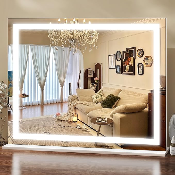 ROLOVE 23x18 Inch Lighted Vanity Mirror, 3-Color Dimmable LED & Touch Control