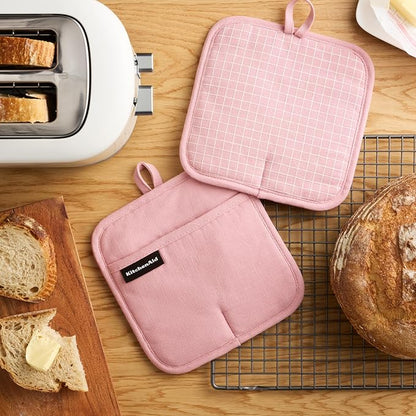 KITCHENAID Gourmet Series Gridlines Pot Holders 2-Pack Set, Heat Resistant up