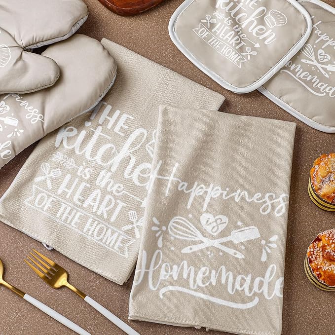 Sratte 6 Pcs Kitchen Decor Accessories Set Farmhouse Towels Pot Holders Oven