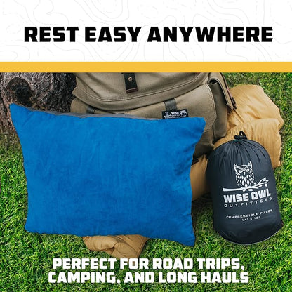 Wise Owl Outfitters Camping Pillow - Camping Essentials and Travel Pillow for Airplanes, Camping, and Travel - Memory Foam Washable Pillow - Small/Medium