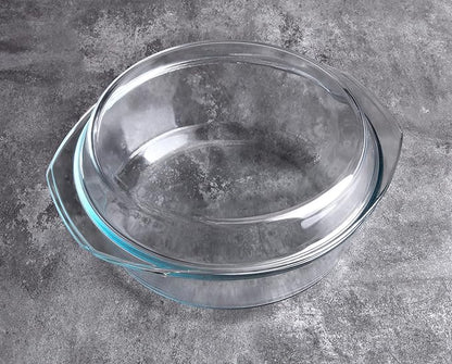 Round Tempered Glass Casserole Dish - 4QT