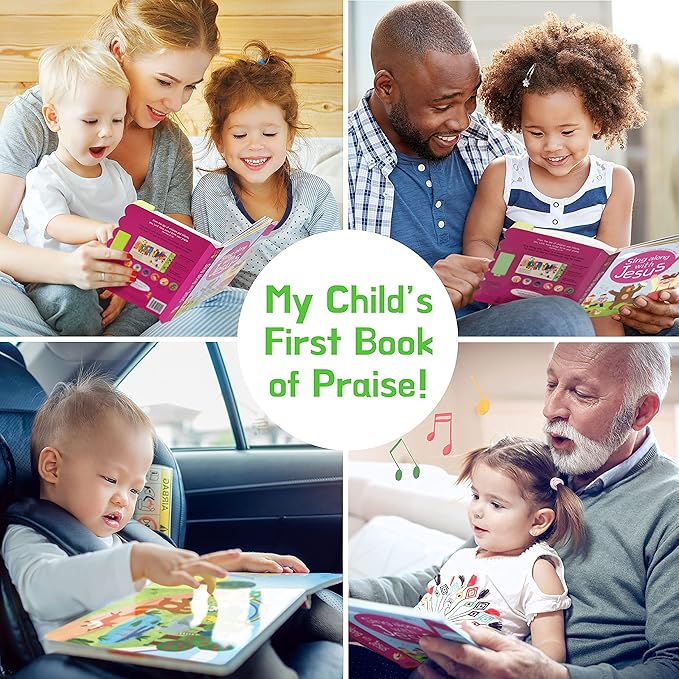 Sing Along with Jesus Christian Sound Books for Kids - 6 Bible Songs - Christening, Baptism Gifts for Boys and Girls - Religious Toys, Interactive Music Books for Toddlers - Baby Dedication