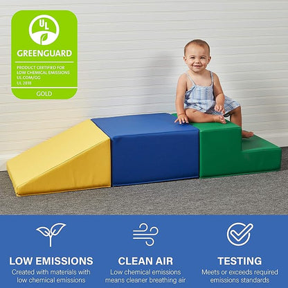 Factory Direct Partners - 11618-LMRS SoftScape Toddler Playtime Climber, Indoor Active Play Structure for Toddlers and Kids, Safe Soft Foam for Crawling and Sliding (3-Piece Set) - Lime/Raspberry