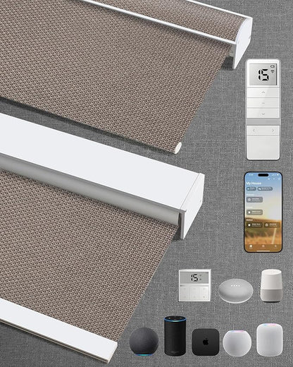 Kincmo Motorized Blinds with Remote, 100% Blackout Motorized Roller Shades Work