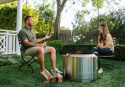 Solo Stove Yukon 27 Inch Smokeless Fire Pit with Removable Ash Pan - Wood Burning Portable Stainless Steel Outdoor Fireplace, Stainless Steel, Ideal for 6 or More People, 38 lbs