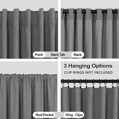 KOUFALL 102 Inch Long Curtains, 2 Panels Set, Dark Gray