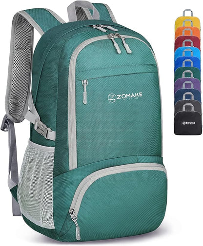 ZOMAKE Lightweight Packable Backpack 30L, Foldable Hiking Backpacks Water Resistant Compact Folding Daypack for Travel(Dark Green)