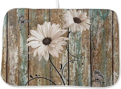 Floral Dish Drying Mat 18x24 Inches