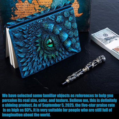 3D Dragon Eye Embossed Journal,Resin Engraving Notebook,Dnd notebook for Dragon Lovers ，Blank Paper,Hardcover Travel Notepad for Writing,Sketchbook,Collection,Gift,Decoration A4 and A5 Size (A5-Blue-Lined)