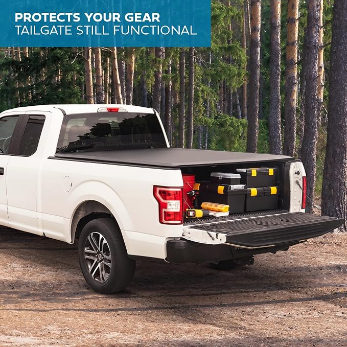 Truck Tonneau Cover for Ford F-150 2015-2026 5.5 ft Bed, All-Weather Folding Truck Bed Cover, 3-Fold Design for Quick Access Soft Tri-Fold Tonneau for F-150 / F-150 Lightning