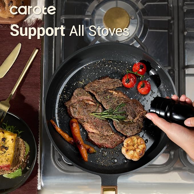 CAROTE Ceramic Cookware Set Nonstick, Non-Toxic & PFAS-Free, Dishwasher