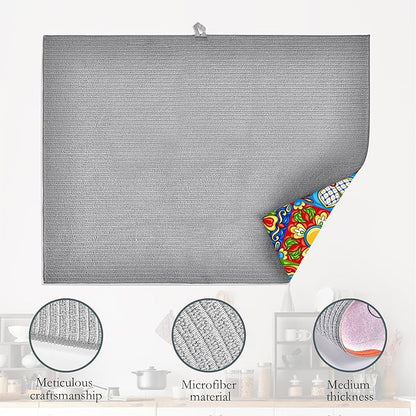 Mexican Tile Dish Drying Mat, Boho Tradicion Drying Rack Pad Countertop Dishes
