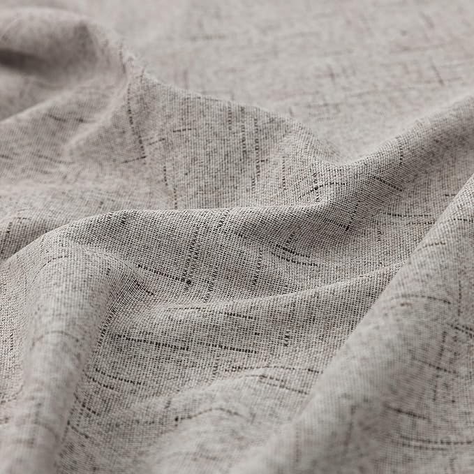 KOUFALL 52x105 Inch Length Taupe Back Tab Linen Blackout Curtains