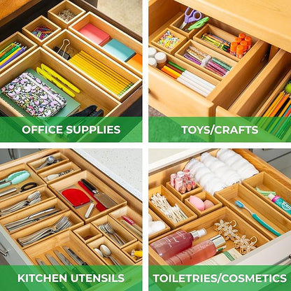 Grow Forward Bamboo Drawer Organizer Boxes